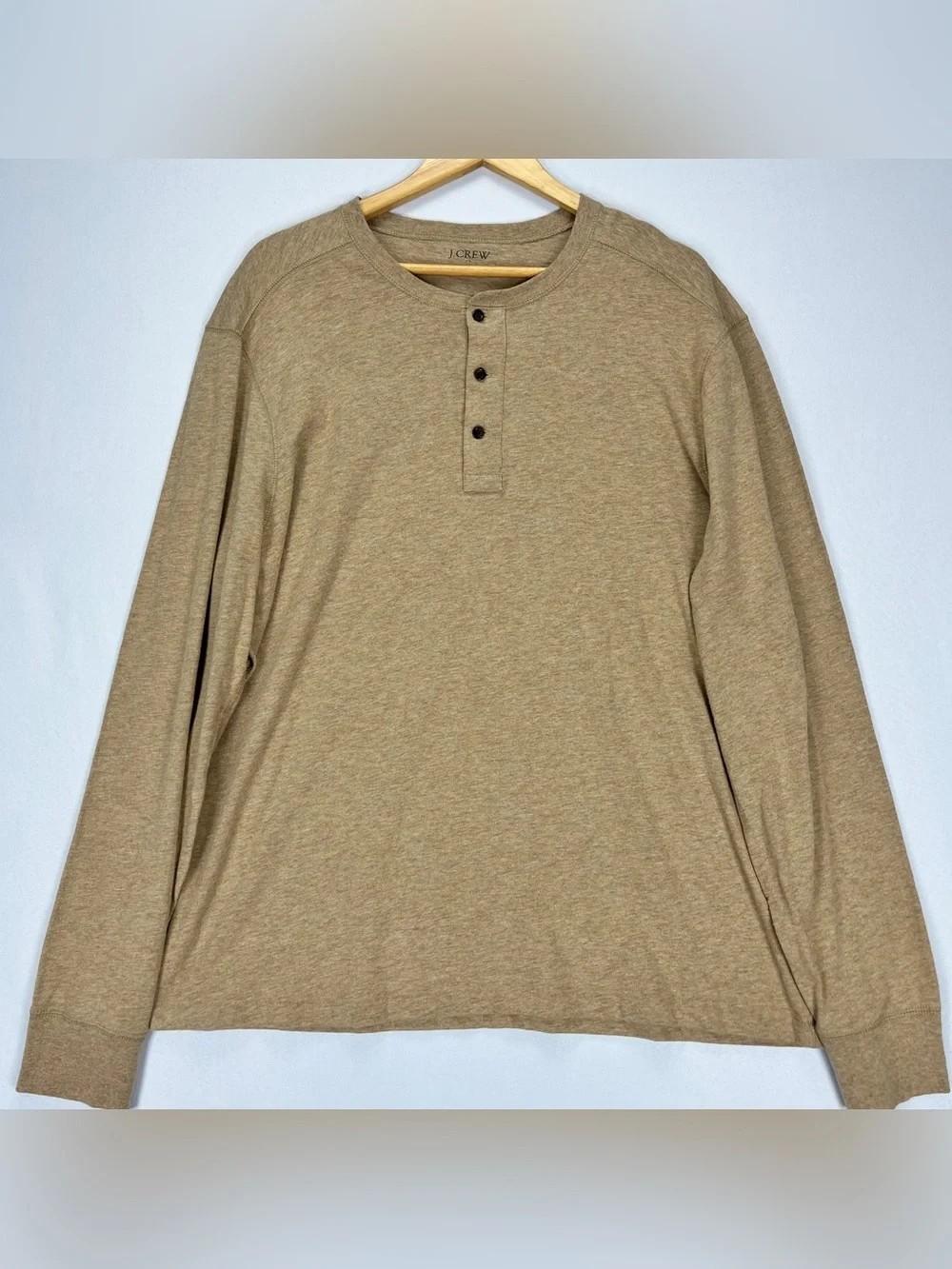 J. Crew Henley Long Sleeve Men’s Size XXL Beige 100% Cotton T-Shirt